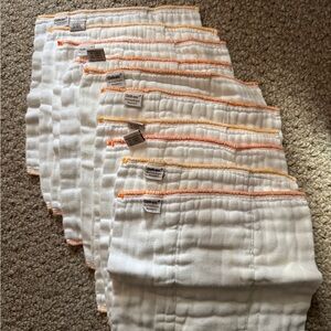 Ten 100% cotton newborn cloth diapers